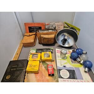 Vintage Graphic 35 Rangefinder Camera w/Case, Light Meter, Flash & Lenses